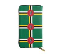 FFGhjk Flag of the Commonwealth of Dominica Patterned leather long wallet with zipper compartment for women. Checkbook and credit card holder.