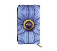 FFGhjk Flower heart bee Patterned leather long wallet with zipper compartment for women. Checkbook and credit card holder.