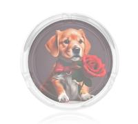 FFGhjk Gentleman-like dog Printed glass ashtray for home, bedroom, bedside, bar, club, or commercial smoking accessories.