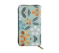 FFGhjk Light coloured floral Patterned leather long wallet with zipper compartment for women. Checkbook and credit card holder.