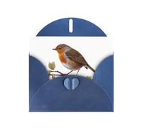 FFGhjk Little Robin Printed Blue Greeting Card (with Envelope) | 6x4 inches - Perfect for Thanksgiving, Birthdays, Weddings, Holiday Parties