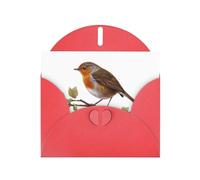 FFGhjk Little Robin Printed Red Greeting Card (with Envelope) | 6x4 inches - Perfect for Thanksgiving, Birthdays, Weddings, Holiday Parties