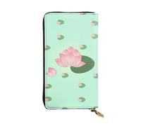 FFGhjk Lotus flowers waiting to bloom Patterned leather long wallet with zipper compartment for women. Checkbook and credit card holder.