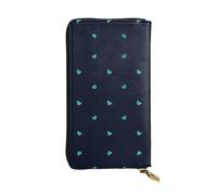 FFGhjk Lovely blue background Patterned leather long wallet with zipper compartment for women. Checkbook and credit card holder.