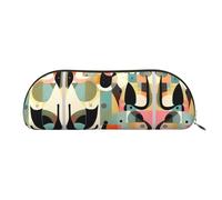 FFGhjk Mid-Century Modern Art Cat Printed portable pencil case, easy to carry around, perfect for office use