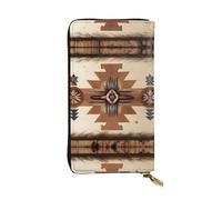 FFGhjk Native American Patterns Patterned leather long wallet with zipper compartment for women. Checkbook and credit card holder.