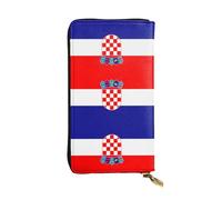 FFGhjk Republic of Croatia flag Patterned leather long wallet with zipper compartment for women. Checkbook and credit card holder.