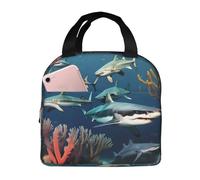 FFGhjk Sharks under the sea Printed Lunch Bag - Suitable for Women, Nurses, Beach, Travel, Pool and Picnic Cooler Handheld Insulated Lunch Bag,