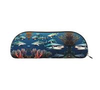 FFGhjk Sharks under the sea Printed portable pencil case, easy to carry around, perfect for office use