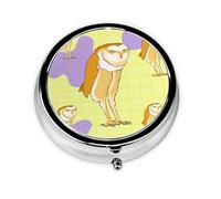 FFGhjk Standing Owl Printed Round Pill Box can be stored in Pocket or Handbag