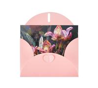 FFGhjk Strange flowers Printed Pink Greeting Card (with Envelope) | 6x4 inches - Perfect for Thanksgiving, Birthdays, Weddings, Holiday Parties