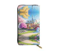 FFGhjk Unicorn Fairy Tale Patterned leather long wallet with zipper compartment for women. Checkbook and credit card holder.