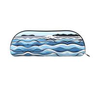 FFGhjk Waves lapping at the rocks Printed portable pencil case, easy to carry around, perfect for office use