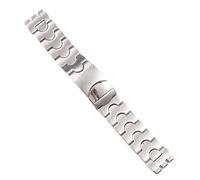 FFHAO 20mm 17mm Solid Silver Polished Matte Matt Stainless Steel Watchband For Swatch Watch Strap Wrist Bracelet (Color : Silver, Size : 17mm)