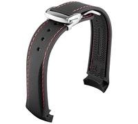FFHAO 20mm 22mm Curved End Rubber Watch Band for Omega Seamaster Watch Straps with Folding Buckle Luxury Bracelets Silicone Watchbands (Color : 6, Size : 21mm)