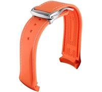 FFHAO 20mm 22mm Curved End Rubber Watch Band for Omega Seamaster Watch Straps with Folding Buckle Luxury Bracelets Silicone Watchbands (Color : 1, Size : 19mm)