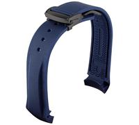 FFHAO 20mm 22mm Curved End Rubber Watch Band for Omega Seamaster Watch Straps with Folding Buckle Luxury Bracelets Silicone Watchbands (Color : 2, Size : 20mm)
