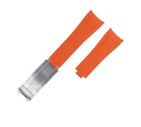 FFHAO 20mm Curved End Fluororubber Watch Bands for Rolex Submariner Daytona GMT Natural Rubber FKM Lengthened Watch Strap Glide Buckle (Color : Orange 2, Size : 20MM)