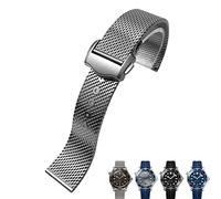 FFHAO 20mm Titanium Steel Watch Band Mesh Folding Buckle Watch Strap For Omega Seamaster 007 For Men Bracelet