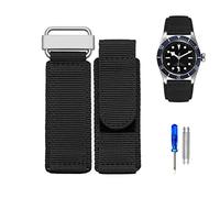 FFHAO 22mm 24mm Nylon Watch Band For Seiko Tudor Rolex BR Hook-and-loop Fastener Sport Watchband Steel Buckle NATO Strap Black Blue (Color : Black-silver, Size : 22mm)