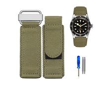 FFHAO 22mm 24mm Nylon Watch Band For Seiko Tudor Rolex BR Hook-and-loop Fastener Sport Watchband Steel Buckle NATO Strap Black Blue (Color : Army green-silver, Size : 22mm)