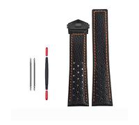 FFHAO 22mm Genuine Calfskin Leather Watchband For TAG For HEUER Strap MONACO CARRERA Quality Leather Watchband Bracelet (Color : Black orange black, Size : 22mm)