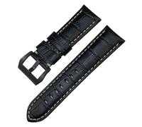 FFHAO 24mm Cowhide Genuine Leather Watch Strap for Panerai LUMINOR 1950 PAM013012 Crocodile Textured Colorful Watchbands (Color : Black white black, Size : 24mm)