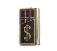 FFHAO Acrylic Diamond Dollar Bag Women's Clutch Dollar Chain Bag Phone Bag(Black)
