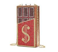 FFHAO Acrylic Diamond Dollar Bag Women's Clutch Dollar Chain Bag Phone Bag(Red)