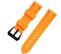 FFHAO Black Orange 22 24 26mm Rubber Watchband For Panerai Watch Strap Silicone Waterproof Tape Wrist Bracelet (Color : Orange black buckle, Size : 26mm)