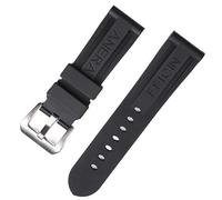 FFHAO Black Orange 22 24 26mm Rubber Watchband For Panerai Watch Strap Silicone Waterproof Tape Wrist Bracelet (Color : Black silver buckle, Size : 24mm)