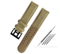 FFHAO Canvas Leather Bottom Watc For Hamilton Khaki Field Watch H68201993 H7060596 Watchband Seiko Watch Strap 20mm 22mm Buckle ( Color : Khaki black , Size : 20mm )