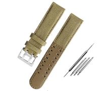 FFHAO Canvas Leather Bottom Watc For Hamilton Khaki Field Watch H68201993 H7060596 Watchband Seiko Watch Strap 20mm 22mm Buckle ( Color : Khaki silver , Size : 22mm )