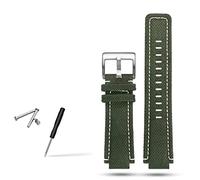 FFHAO Canvas watchband men suitable for timex tide compass T2N720 T2N721 T2N739 Nylon Watch Band 24x16mm (Color : Green white Silver, Size : 24-16mm)
