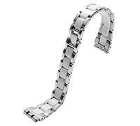 FFHAO Fashion swatch watchband for YGS716 YAS100 YLS141 watch stainless steel Contain ceramic 17mm (Color : White, Size : 17mm)