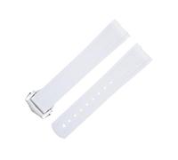 FFHAO FKM Fluorous Rubber Curved End For Omega Seamaster 300 Diving Stainless Fold Buckle Replacement 20mm WatchBands (Color : White 4, Size : 20MM)