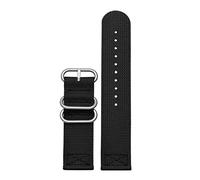 FFHAO For Casio PRG-600YB PRG-650 PRW-6600 GA2000 Nylon Strap Sport Waterproof Wristwatch Band A modified Nylon Canvas Watch Band 24mm (Color : Black Silver Buckle, Size : 24mm)