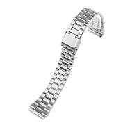 FFHAO For Casio Steel Wristband A158 / A159 / A168 / A169 / B650 /AQ230/ 700 Small Gold Watch Accessories Convex Mouth18mm Black Bracele (Color : A silver, Size : 18mm)