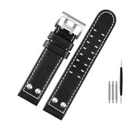 FFHAO For Hamilton Khaki aviation Watch H77616533 H70615733 Watch Strap Genuine Leather jazz field Men WatchBand 20 22 Military Style (Color : B black silver, Size : 22mm)