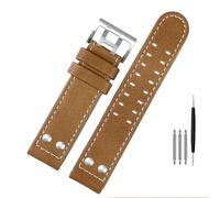 FFHAO For Hamilton Khaki aviation Watch H77616533 H70615733 Watch Strap Genuine Leather jazz field Men WatchBand 20 22 Military Style (Color : B khaki silver, Size : 22mm)