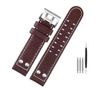 FFHAO For Hamilton Khaki aviation Watch H77616533 H70615733 Watch Strap Genuine Leather jazz field Men WatchBand 20 22 Military Style (Color : B Dark brown silver, Size : 22mm)