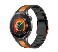 FFHAO For Huawei Watch GT5 46mm Metal Strap Business Bracelet 22mm For Huawei Watch GT 46mm/GT2e/GT3 46mm Stainless Steel Watchbands(Black Orange)