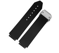 FFHAO For Hublot strap BIG BANG authentic Watchband stainless buckle free tool New Black Silicone Men Rubber watchband 25 * 19mm (Color : Black stripe, Size : 25X19mm)