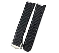 FFHAO For Omega Seamaster AQUA TERRA AT150 8900 Watch Strap Tools Deployment Clasp 20mm Rubber Silicone Watchbands (Color : Black white, Size : Silver buckle)