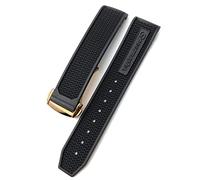 FFHAO For Omega Speedmaster Watch Strap Stainless Steel Deployment Buckle 20mm 21mm 22mm Rubber Silicone Watchband (Color : Black black rose, Size : 20mm)