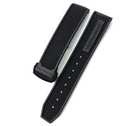 FFHAO For Omega Speedmaster Watch Strap Stainless Steel Deployment Buckle 20mm 21mm 22mm Rubber Silicone Watchband (Color : Black black black, Size : 22mm)