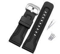FFHAO For Seven on Friday Strap P3C/02 Q1 M1/M2 28mm Waterproof Rubber Strap Buckle For Men Watchband Accessories Bracelet Belt 28mm (Color : Black black silver, Size : 28mm)