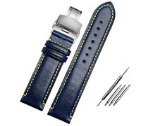 FFHAO For Substitute Citizen AT8020 JY8078 wristband genuine leather strap 23mm blue Watch Band with folding buckle bracelet (Color : Blue folding clasp, Size : 23mm)