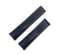 FFHAO For TAG For HEUER Strap MONACO CARRERA Wrist Band Frosted Calfskin Quality Leather Watchband Bracelet 22mm Watch Band (Color : Blue Orange Line, Size : 22mm with Logo)