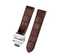 FFHAO Genuine Leather watch strap For cartier Santos 100 leather 20mm 23mm Watchband (Color : Brown-silver, Size : 23mm)